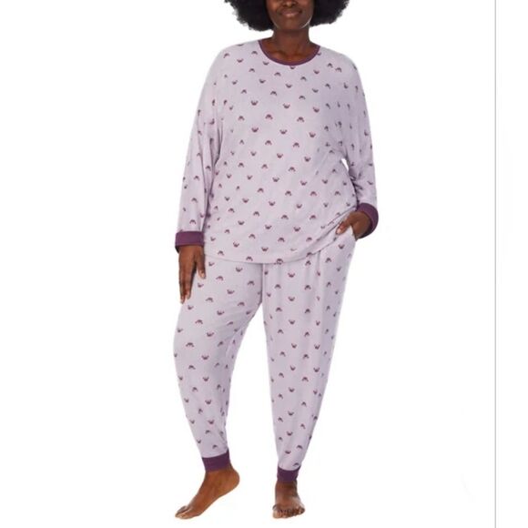 Disney Minnie Mouse 2pc Purple Cozy Long Sleeve Jogger Lounge Pajama Set, 3X - Picture 2 of 5